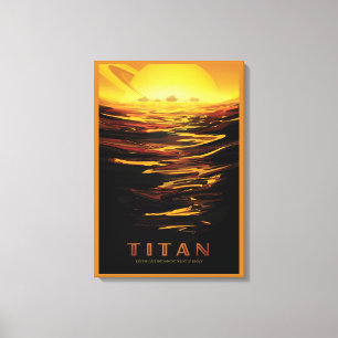 Retro Space Poster-Saturns största Måne, Titan. Canvastryck