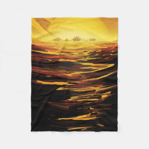 Retro Space Poster-Saturns största Måne, Titan. Fleecefilt