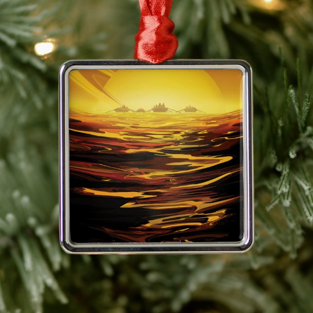 Retro Space Poster-Saturns största Måne, Titan. Julgransprydnad Metall (Träd)