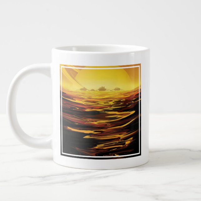 Retro Space Poster-Saturns största Måne, Titan. Jumbo Mugg (Vänster)