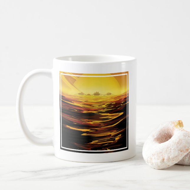 Retro Space Poster-Saturns största Måne, Titan. Kaffemugg (Med munk)
