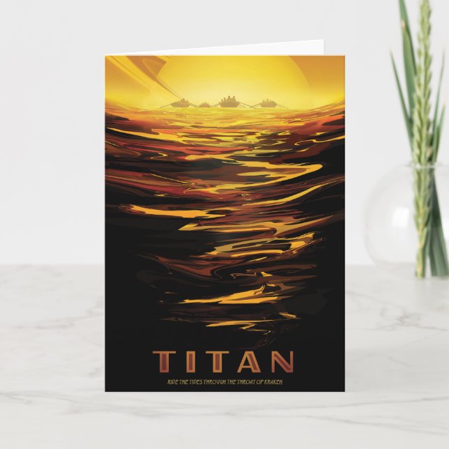 Retro Space Poster-Saturns största Måne, Titan. Kort (Framsida)