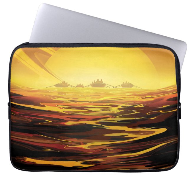 Retro Space Poster-Saturns största Måne, Titan. Laptop Fodral (Framsidan)