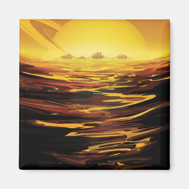 Retro Space Poster-Saturns största Måne, Titan. Magnet (Framsidan)