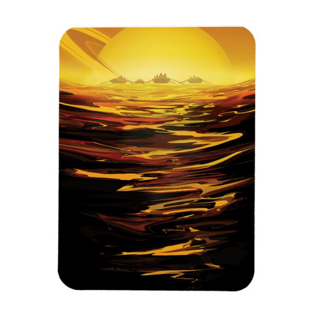 Retro Space Poster-Saturns största Måne, Titan. Magnet (Vertikal)