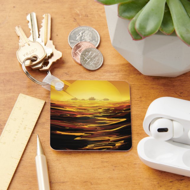 Retro Space Poster-Saturns största Måne, Titan. Nyckelring (Skrivbord)