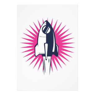 Retro Space Rocket Fototryck