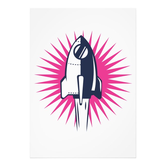 Retro Space Rocket Fototryck (Framsidan)