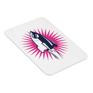 Retro Space Rocket Magnet