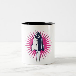 Retro Space Rocket Två-Tonad Mugg
