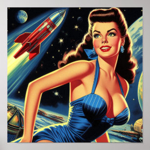Retro Space-stift Poster