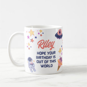 Retro Space-temat Anpassade födelsedag Kaffemugg