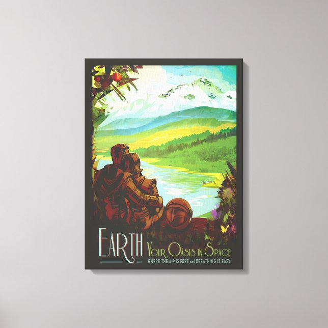 Retro Space Travel Poster-An Earth Science Uppdrag Canvastryck (Framsida)