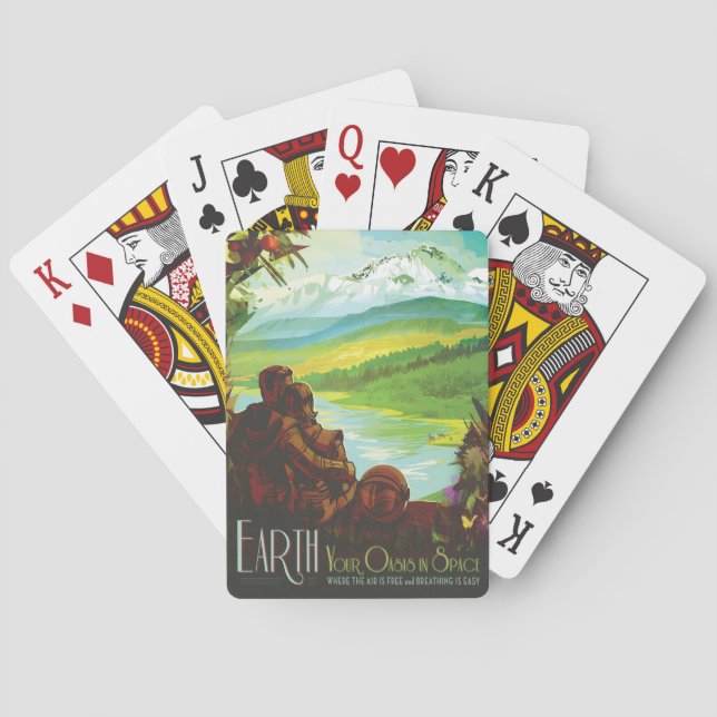 Retro Space Travel Poster-An Earth Science Uppdrag Casinokort (Baksidan)