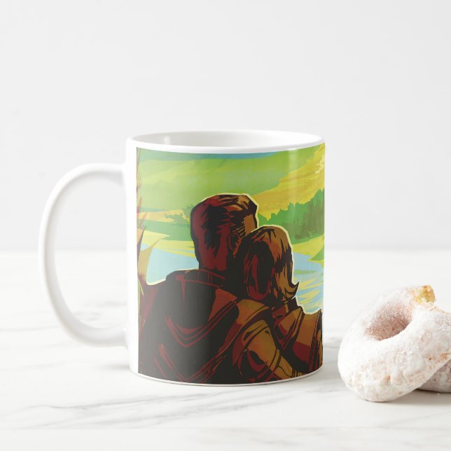 Retro Space Travel Poster-An Earth Science Uppdrag Kaffemugg (Med munk)