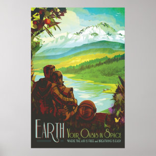 Retro Space Travel Poster-An Earth Science Uppdrag Poster