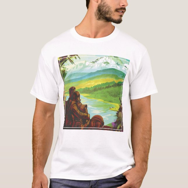 Retro Space Travel Poster-An Earth Science Uppdrag T Shirt (Framsida)