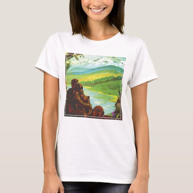 Retro Space Travel Poster-An Earth Science Uppdrag T Shirt (Framsida)