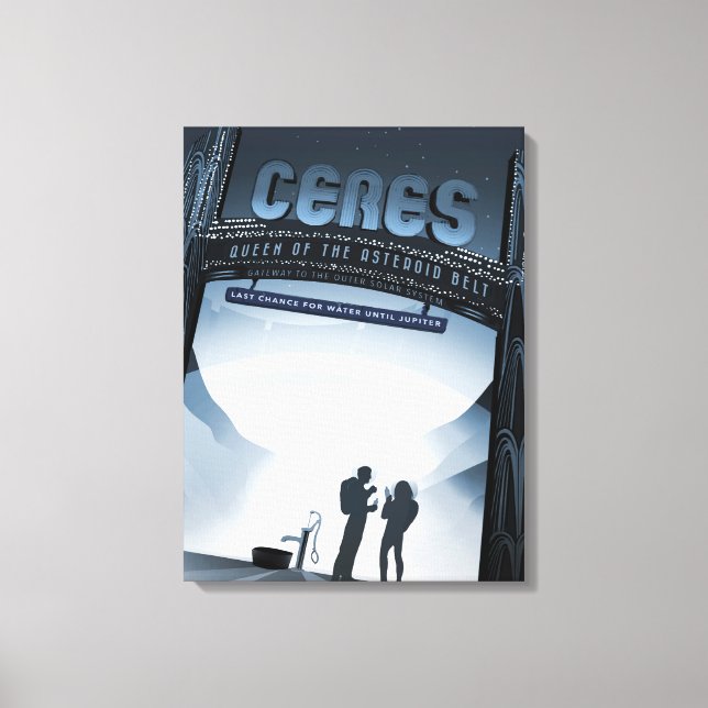 Retro Space Travel Poster-Dwarf Planet Ceres. Canvastryck (Framsida)