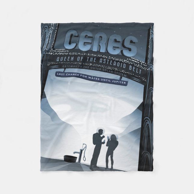 Retro Space Travel Poster-Dwarf Planet Ceres. Fleecefilt (Framsidan)