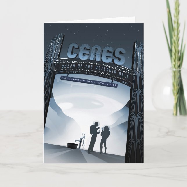 Retro Space Travel Poster-Dwarf Planet Ceres. Kort (Framsida)