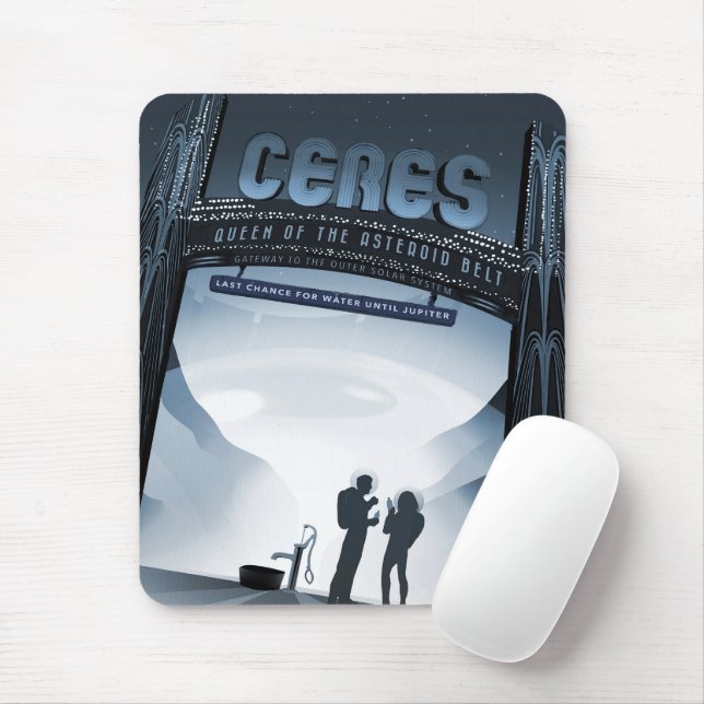 Retro Space Travel Poster-Dwarf Planet Ceres. Musmatta (Med mus)