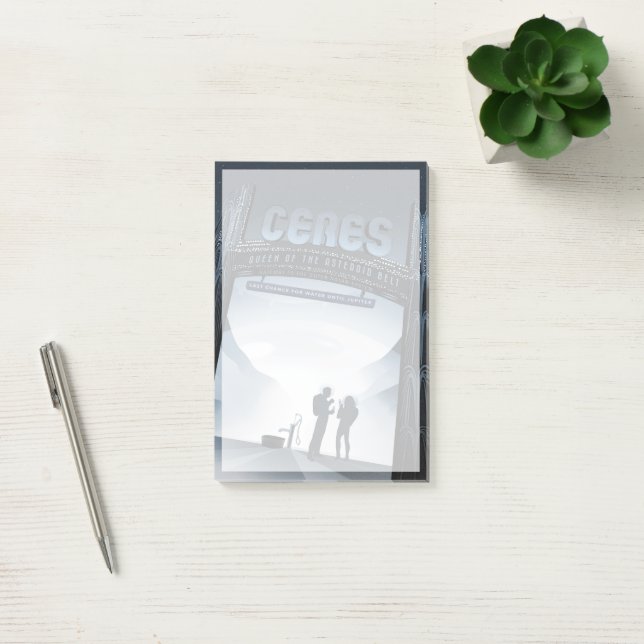 Retro Space Travel Poster-Dwarf Planet Ceres. Post-it Block (Kontor)