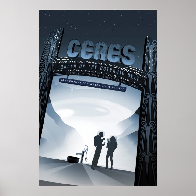Retro Space Travel Poster-Dwarf Planet Ceres. Poster (Framsidan)
