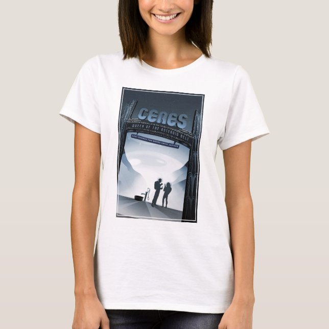 Retro Space Travel Poster-Dwarf Planet Ceres. T Shirt (Framsida)