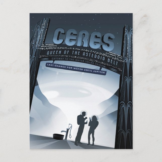 Retro Space Travel Poster-Dwarf Planet Ceres. Vykort (Framsida)