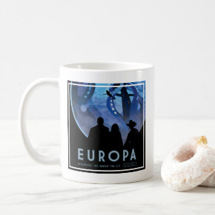 Retro Space Travel Poster-Jupiters Måne Europa. Kaffemugg