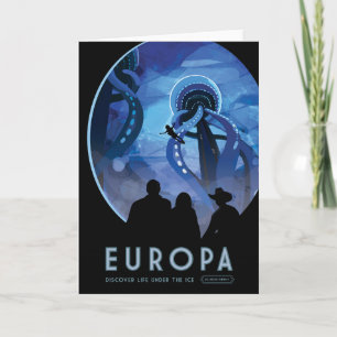 Retro Space Travel Poster-Jupiters Måne Europa. Kort