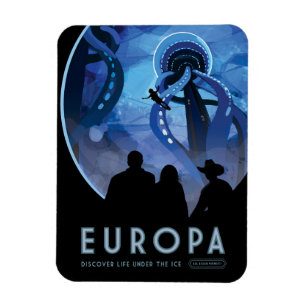 Retro Space Travel Poster-Jupiters Måne Europa. Magnet