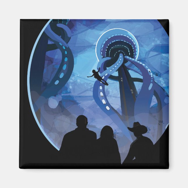 Retro Space Travel Poster-Jupiters Måne Europa. Magnet (Framsidan)