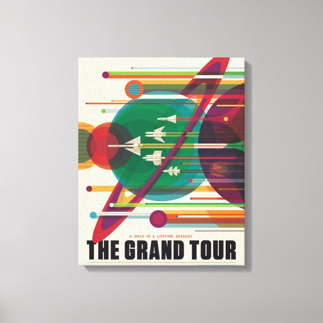 Retro Space Travel Poster - Solar System Grand Tou Canvastryck (Framsida)