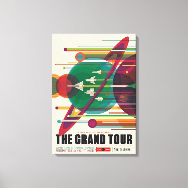 Retro Space Travel Poster - Solar System Grand Tou Canvastryck (Framsida)