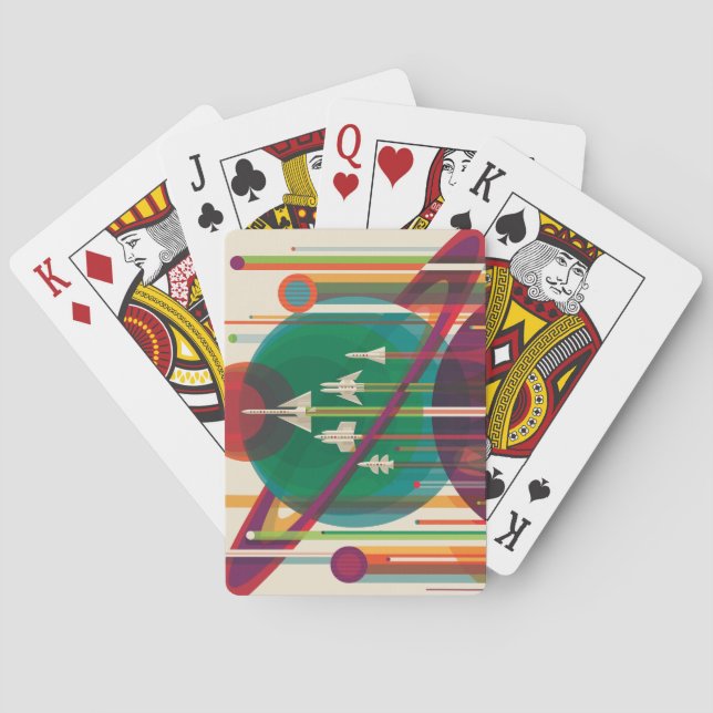 Retro Space Travel Poster - Solar System Grand Tou Casinokort (Baksidan)