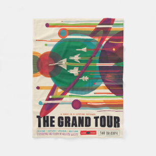 Retro Space Travel Poster - Solar System Grand Tou Fleecefilt