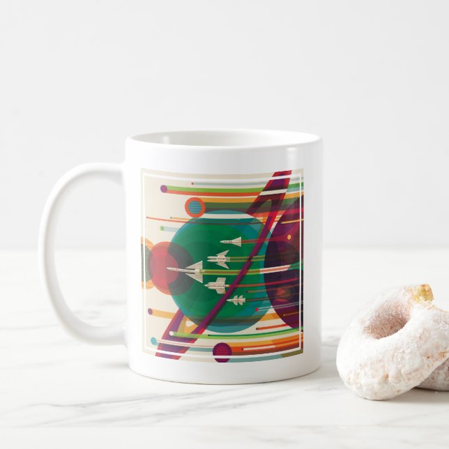 Retro Space Travel Poster - Solar System Grand Tou Kaffemugg (Med munk)