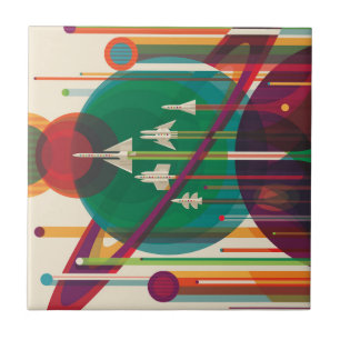 Retro Space Travel Poster - Solar System Grand Tou Kakelplatta