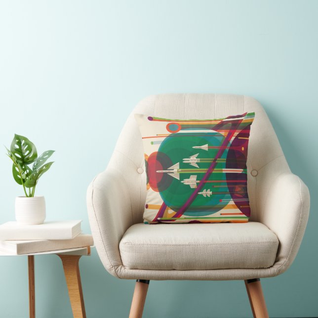 Retro Space Travel Poster - Solar System Grand Tou Kudde (Stol)