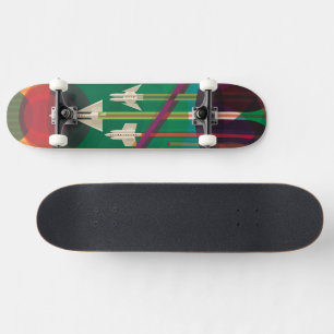 Retro Space Travel Poster - Solar System Grand Tou Mini Skateboard Bräda 18,5 Cm