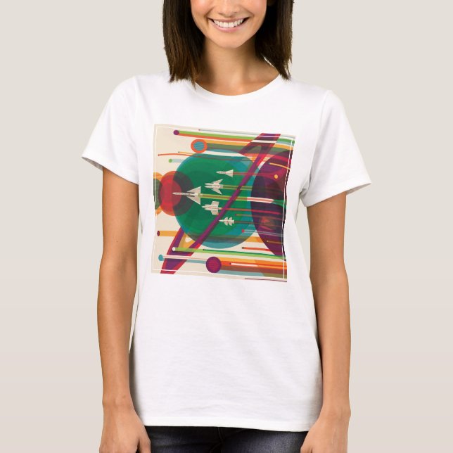 Retro Space Travel Poster - Solar System Grand Tou T Shirt (Framsida)