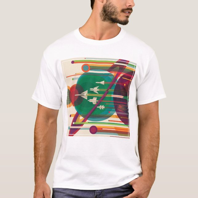 Retro Space Travel Poster - Solar System Grand Tou T Shirt (Framsida)