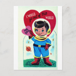 Retro Space Valentine Helg Vykort