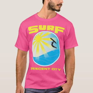 Retro SpaceAge Surfa Crescent City California Yell T Shirt