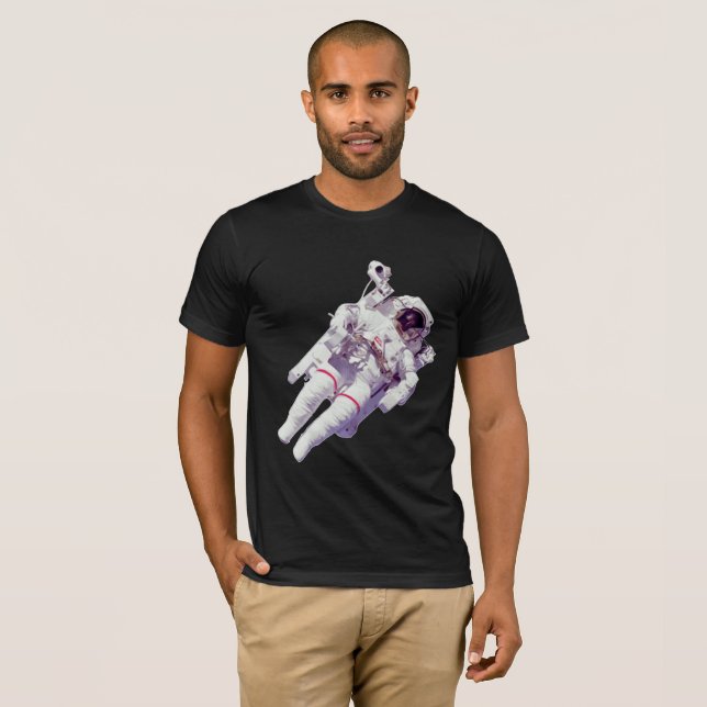 Retro Spacewalker: Astronaut Flyter T Shirt (Hel framsida)