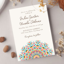 Retro Spain Abstrakt Blommigt Mandala Bröllop