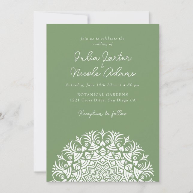 Retro Spanish Abstract Floral Mandala Wedding Inbjudningar (Framsida)