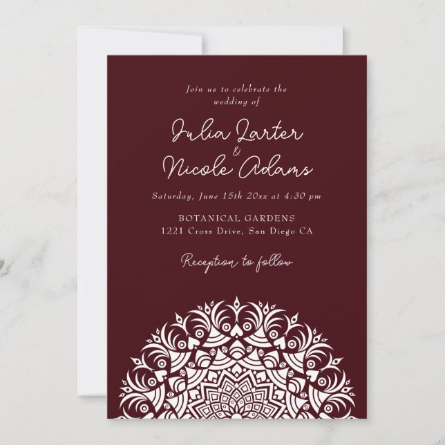 Retro Spanish Abstract Floral Mandala Wedding Inbjudningar (Framsida)